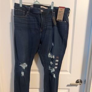 Levi's Women's Dark Indigo Ripped Skinny Jeans